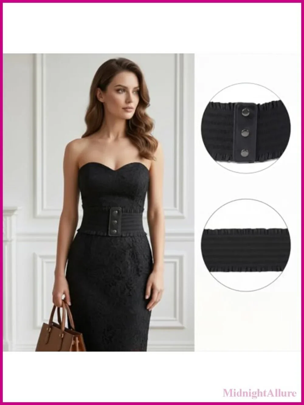 Wide Elastic Belt Women Snap Fastener Stretchy Waist Belt for Dress
